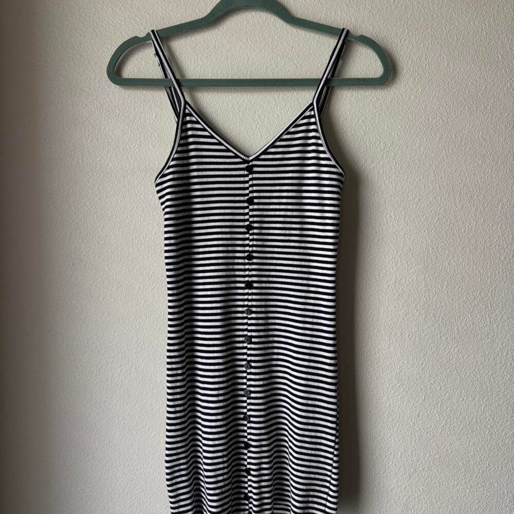 Vici black & white striped spaghetti strap mini dress medium whimsygoth emo punk